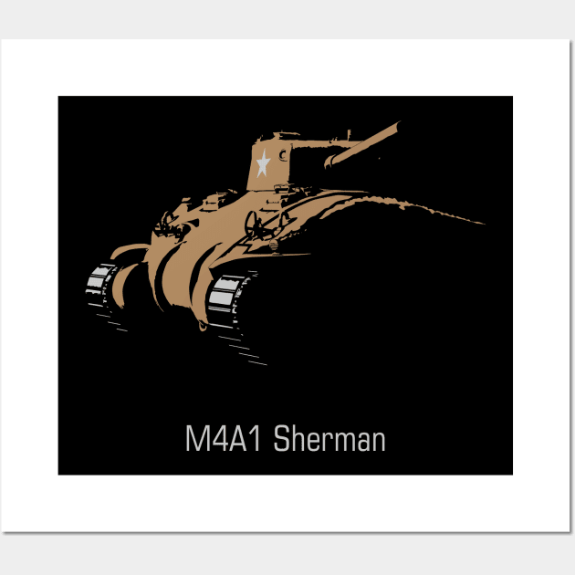 Silhouette of the US M4A1 Sherman tank Wall Art by FAawRay